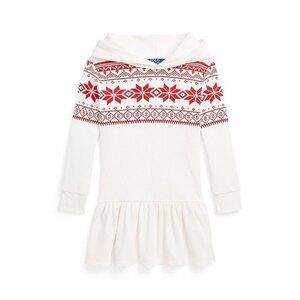 Polo Ralph Lauren Little Girls Fair Isle Waffle-Knit Hooded Dress Size 6 Pull-On